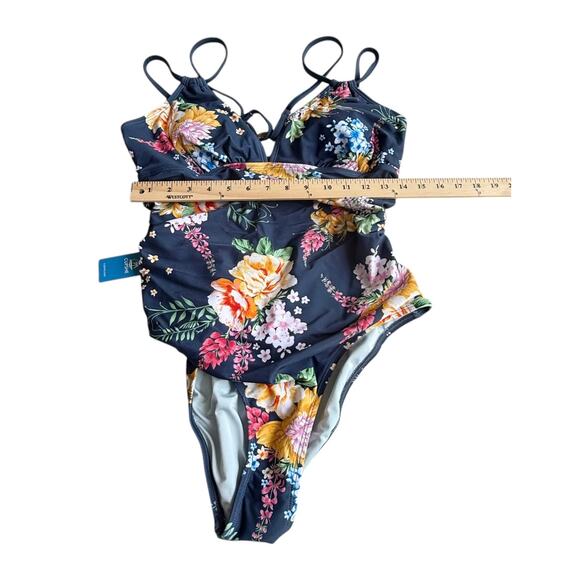 NEW Cupshe SWIMSUIT Women's LG Tropical Floral Cutout One-Piece Bathing Suit NWT - Picture 2 of 15